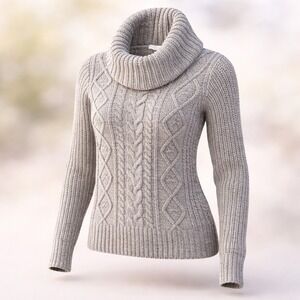 Y2K Abercrombie & Fitch Womens Chunky Cowl Neck Sweater XS Preppy Fisherman Cozy